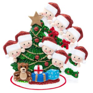 Personalized Present Peeking Family of 8 Christmas Ornament