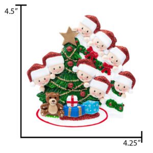 Personalized Present Peeking Family of 8 Christmas Ornament