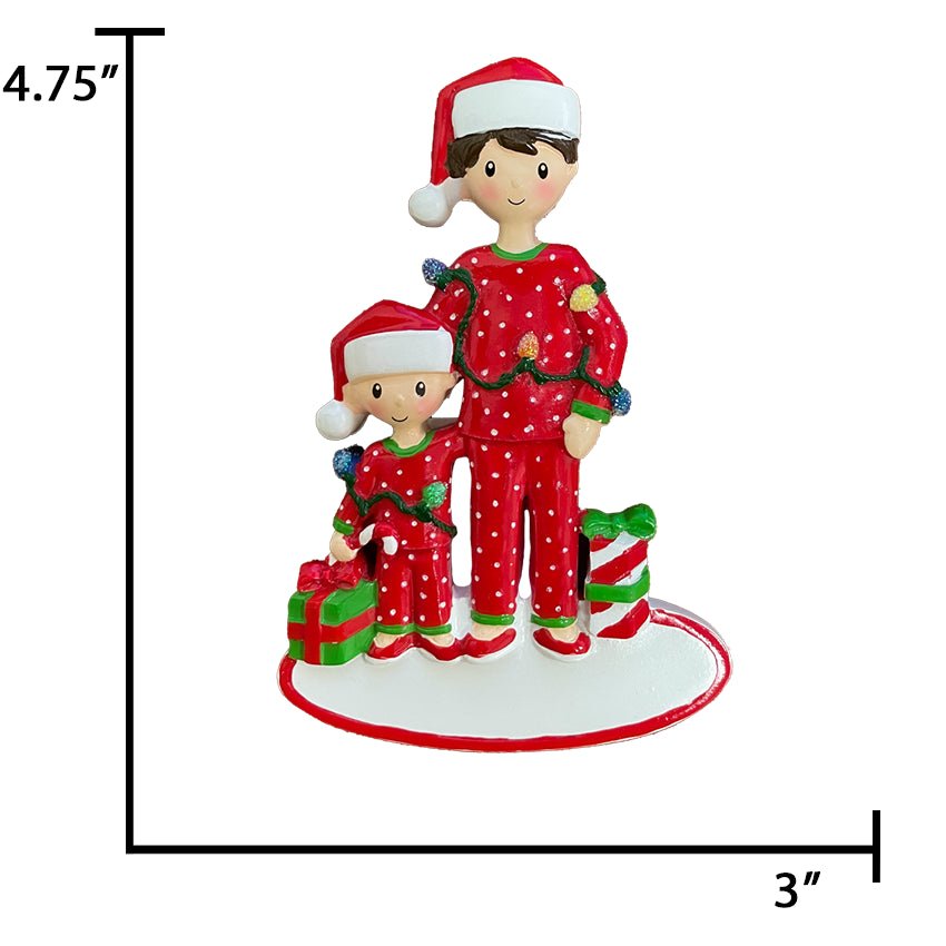 Personalized Single Dad with 1 Child Christmas Ornament