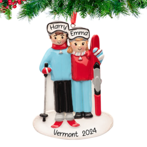 Personalized Ski Couple Christmas Ornament 2025