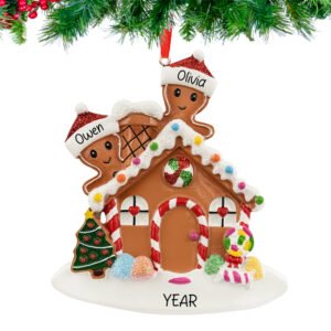 Personalized Gingerbread House Couple Christmas Ornament
