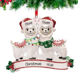 Personalized Llama Couple Christmas Ornament 2025