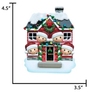 Personalized Christmas House Family of 4 Ornament