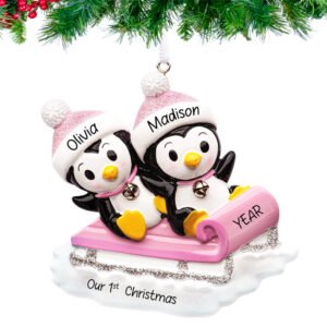 Personalized Twin Girls First Christmas Ornament