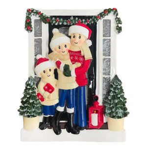 Personalized Door Family of 3 Christmas Ornament