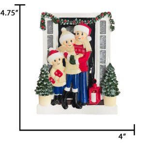 Personalized Door Family of 3 Christmas Ornament