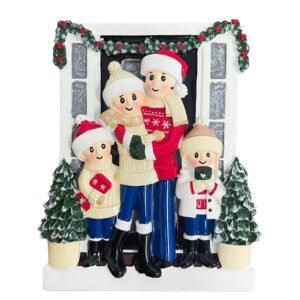 Personalized Door Family of 4 Christmas Ornament