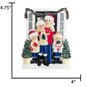 Personalized Door Family of 4 Christmas Ornament