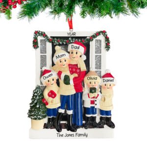 Personalized Door Family of 5 Christmas Ornament