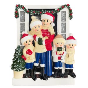 Personalized Door Family of 5 Christmas Ornament