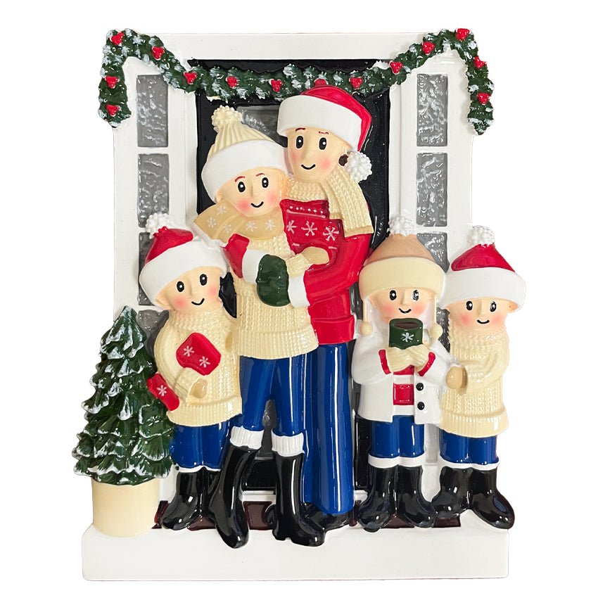 Personalized Door Family of 5 Christmas Ornament