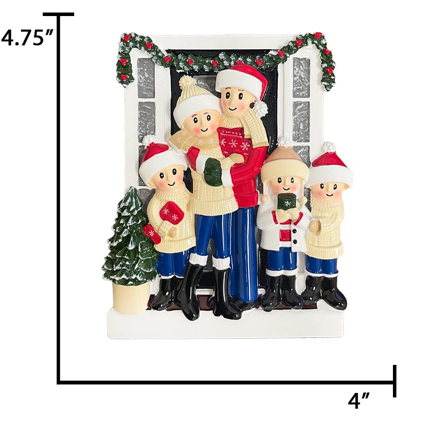 Personalized Door Family of 5 Christmas Ornament
