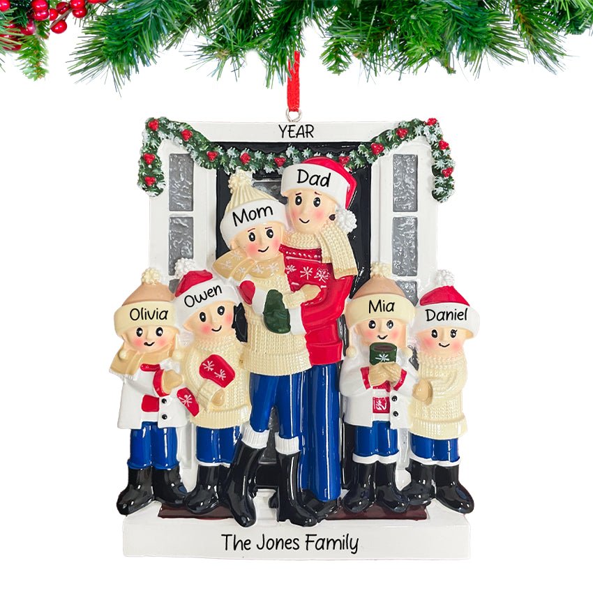 Personalized Door Family of 6 Christmas Ornament