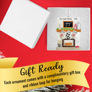 Personalized Fireplace Mantel Family of 3 Christmas Ornament