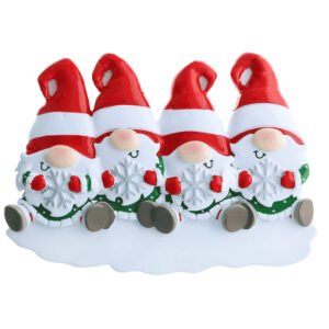 Personalized Gnome Family of 4 Christmas Ornament