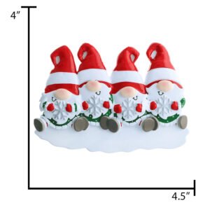 Personalized Gnome Family of 4 Christmas Ornament