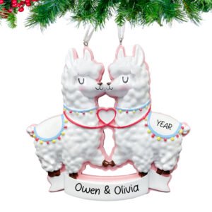 Personalized Our First Christmas Together Ornament Kissing Llama Couple