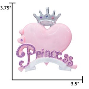 Princess Christmas Ornament Personalized Heart
