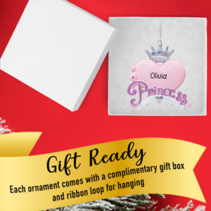 Princess Christmas Ornament Personalized Heart