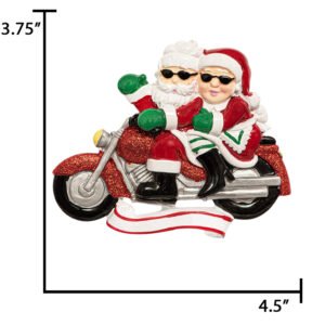 Personalized Santa Couple on Motorcycle Christmas Ornament