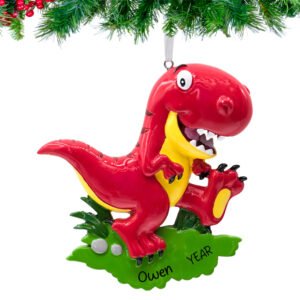 Personalized Velociraptor Dinosaur Christmas Ornament