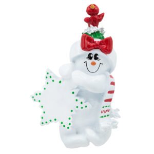 Snowman with Bird Nest Personalized Christmas Ornament