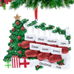 Personalized Bannister Stocking Family of 7 Christmas Ornament