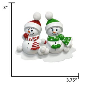 Personalized Naughty or Nice Romantic Snowman Couple Christmas Ornament
