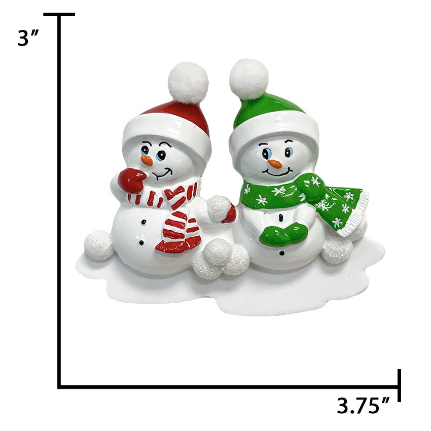 Personalized Naughty or Nice Romantic Snowman Couple Christmas Ornament