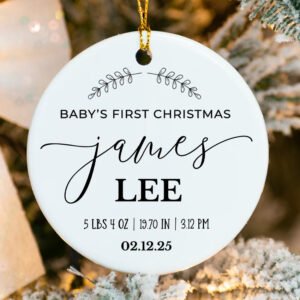Custom Baby's First Christmas Birth Stats Ornament