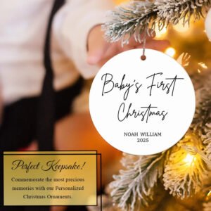Custom Baby's First Christmas Xmas Tree Ornament 2025